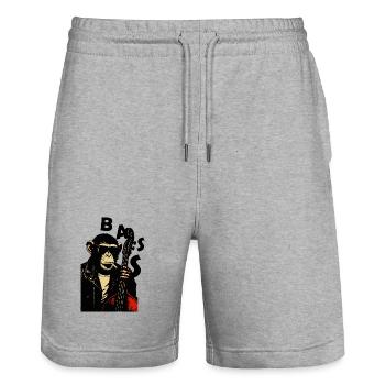 Monkey Bass Rebel - Stanley/Stella Unisex Bio Joggingshorts Trainer  - Grau meliert - Vorne - Nik (191cm) & Marisol (170cm)
