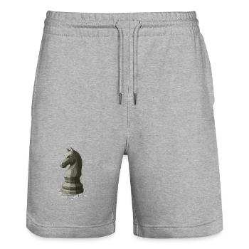 Low Poly Schach Springer Design - Stanley/Stella Unisex Bio Joggingshorts Trainer  - Grau meliert - Vorne - Nik (191cm) & Marisol (170cm)
