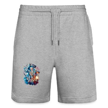 Skeleton pirate in lantern light - Stanley/Stella Trainer Unisex Organic Jogging Shorts - heather grey - Front - Nik (191cm) & Marisol (170cm)