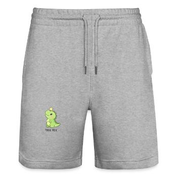 Tree Rex mit Lichterkette und Geschenk Weihnachten - Stanley/Stella Unisex Bio Joggingshorts Trainer  - Grau meliert - Vorne - Nik (191cm) & Marisol (170cm)