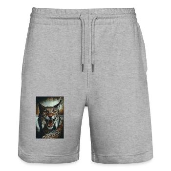 Wildkatze im Zorn - Stanley/Stella Unisex Bio Joggingshorts Trainer  - Grau meliert - Vorne - Nik (191cm) & Marisol (170cm)