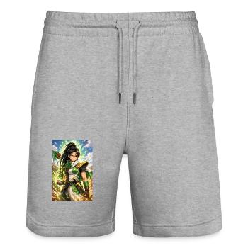 DZ Manga – Women - Stanley/Stella Trainer Unisex Organic Jogging Shorts - heather grey - Front - Nik (191cm) & Marisol (170cm)