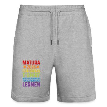 Matura 2026 - Short de jogging bio TRAINER Stanley/Stella unisexe - gris chiné - Devant - Nik (191cm) & Marisol (170cm)