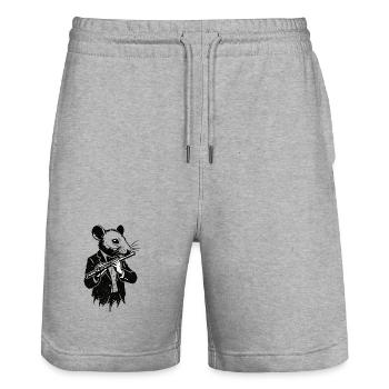 Rat in a suit plays flute - Stanley/Stella Trainer Unisex Organic Jogging Shorts - heather grey - Front - Nik (191cm) & Marisol (170cm)