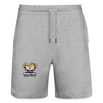 Ramen Zeit: Glückliche Nudeln - Stanley/Stella Unisex Bio Joggingshorts Trainer  - Grau meliert - Vorne - Nik (191cm) & Marisol (170cm)