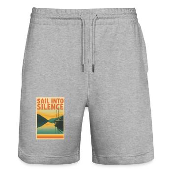 Sail into Silence - Stanley/Stella Trainer Unisex Organic Jogging Shorts - heather grey - Front - Nik (191cm) & Marisol (170cm)