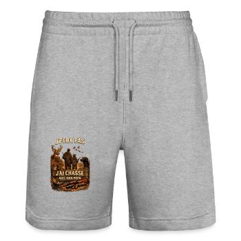 Jagd mit Vater-Sohn-Duo Papa - Stanley/Stella Unisex Bio Joggingshorts Trainer  - Grau meliert - Vorne - Nik (191cm) & Marisol (170cm)