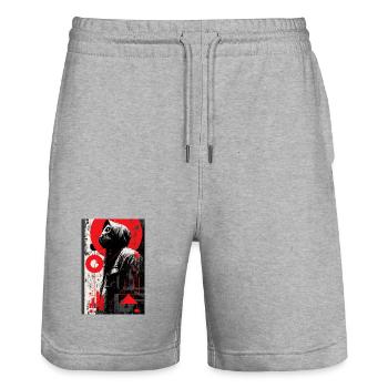 Red Graffiti Gas Mask - Stanley/Stella Trainer Unisex Organic Jogging Shorts - heather grey - Front - Nik (191cm) & Marisol (170cm)
