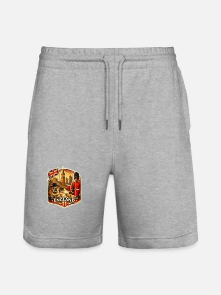 England Heritage Tea Badge - Stanley/Stella Trainer Unisex Organic Jogging Shorts - heather grey