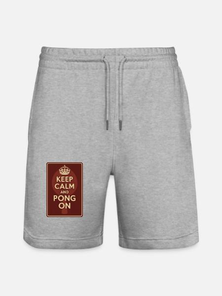 Keep Calm and Pong On / Ping - Stanley/Stella Trainer Unisex Organic Jogging Shorts - heather grey