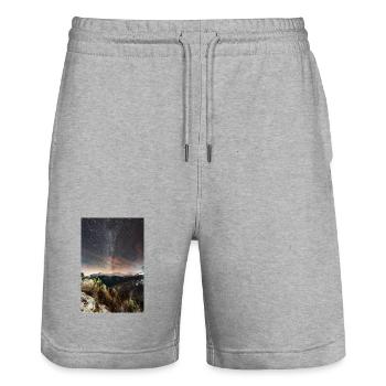 The Milky Way above Agrafa Mountains - Stanley/Stella Trainer Unisex Organic Jogging Shorts - heather grey - Front - Nik (191cm) & Marisol (170cm)