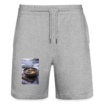 Suaasat - Stanley/Stella Trainer Unisex Organic Jogging Shorts - heather grey - Front - Nik (191cm) & Marisol (170cm)