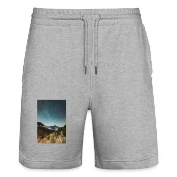 The Milky Way above Agrafa Mountains - Stanley/Stella Trainer Unisex Organic Jogging Shorts - heather grey - Front - Nik (191cm) & Marisol (170cm)