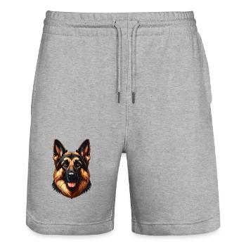 German Shepherd Dog - Stanley/Stella Trainer Unisex Organic Jogging Shorts - heather grey - Front - Nik (191cm) & Marisol (170cm)