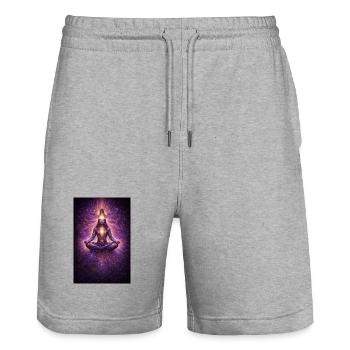 Kosmische Chakra-Meditation - Stanley/Stella Unisex Bio Joggingshorts Trainer  - Grau meliert - Vorne - Nik (191cm) & Marisol (170cm)