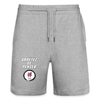 Stop thinking - Stanley/Stella Trainer Unisex Organic Jogging Shorts - heather grey - Front - Nik (191cm) & Marisol (170cm)