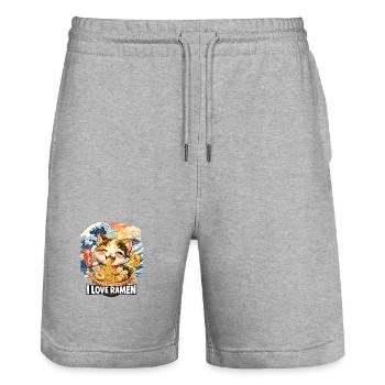 Kawaii Katze Ramen Nudeln Anime Katze - Stanley/Stella Unisex Bio Joggingshorts Trainer  - Grau meliert - Vorne - Nik (191cm) & Marisol (170cm)