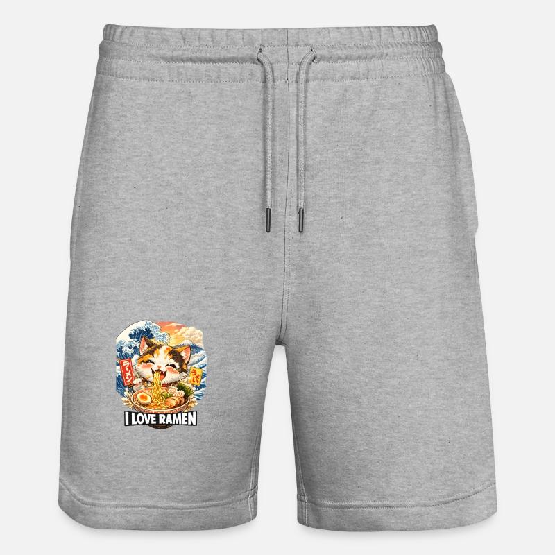 Kawaii Cat Ramen Nouilles Anime Chat - Short de jogging bio TRAINER Stanley/Stella unisexe - gris chiné