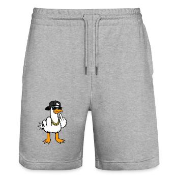 Cool Seagull Funny Naughty With Middle Finger T-Shirt - Stanley/Stella Trainer Unisex Organic Jogging Shorts - heather grey - Front - Nik (191cm) & Marisol (170cm)