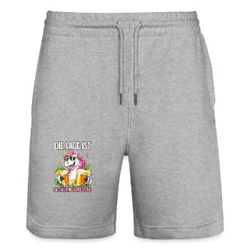 Fête de la Bière Licorne Ivresse - Short de jogging bio TRAINER Stanley/Stella unisexe - gris chiné - Devant - Nik (191cm) & Marisol (170cm)