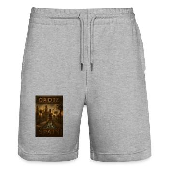 Cádiz Spain – Steampunk Bronze Travel Poster - Stanley/Stella Trainer Unisex Organic Jogging Shorts - heather grey - Front - Nik (191cm) & Marisol (170cm)