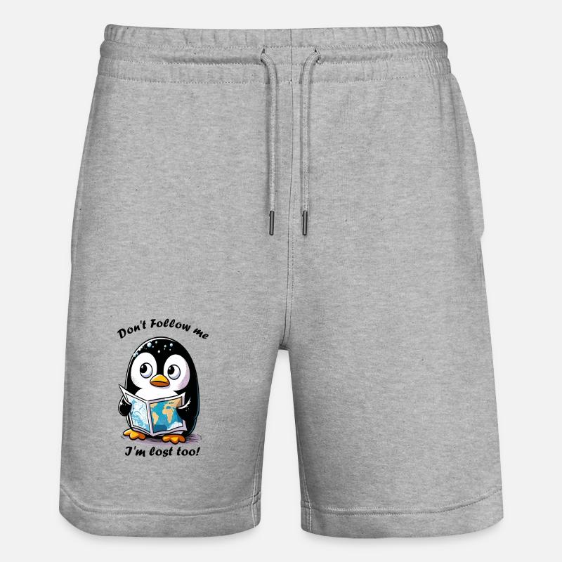 Le Pingouin Perdu avec carte - Short de jogging bio TRAINER Stanley/Stella unisexe - gris chiné
