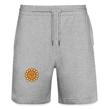 Gelbe Lächelnde Blume - Stanley/Stella Unisex Bio Joggingshorts Trainer  - Grau meliert - Vorne - Nik (191cm) & Marisol (170cm)