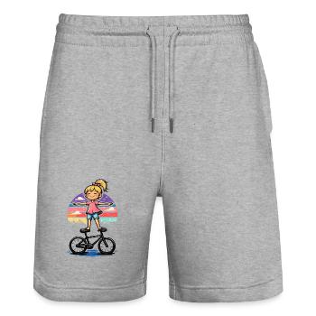 Artistic Cycling, Artistic Cycling, Indoor Cycling, Girl - Stanley/Stella Trainer Unisex Organic Jogging Shorts - heather grey - Front - Nik (191cm) & Marisol (170cm)