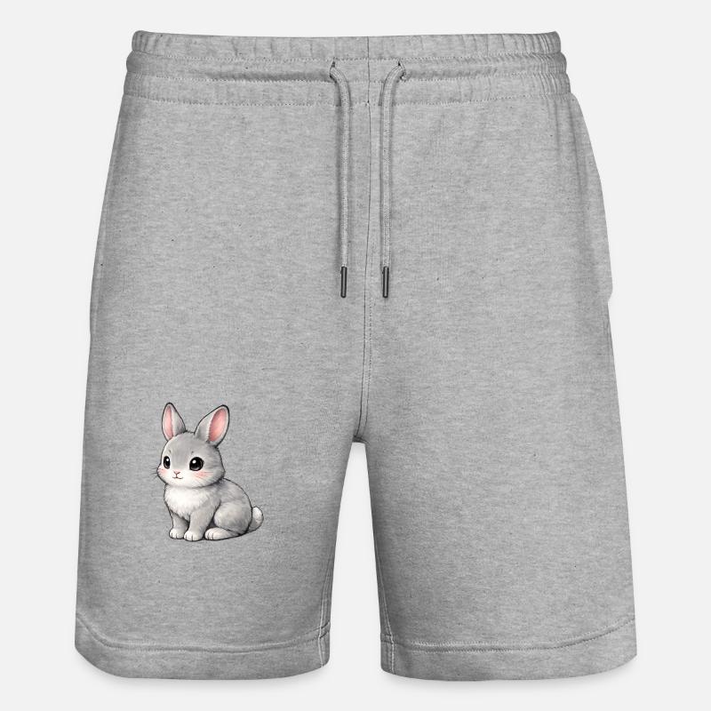 Illustration du lapin gris - Short de jogging bio TRAINER Stanley/Stella unisexe - gris chiné