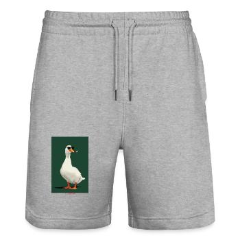 Duck with Cigar and Sunglasses - Stanley/Stella Trainer Unisex Organic Jogging Shorts - heather grey - Front - Nik (191cm) & Marisol (170cm)