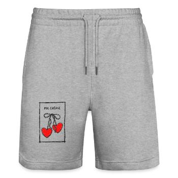 Ma Chérie Herzenkette - Stanley/Stella Unisex Bio Joggingshorts Trainer  - Grau meliert - Vorne - Nik (191cm) & Marisol (170cm)