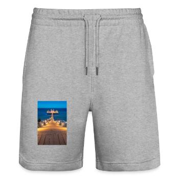 Pier at the Baltic Sea Beach - Stanley/Stella Trainer Unisex Organic Jogging Shorts - heather grey - Front - Nik (191cm) & Marisol (170cm)