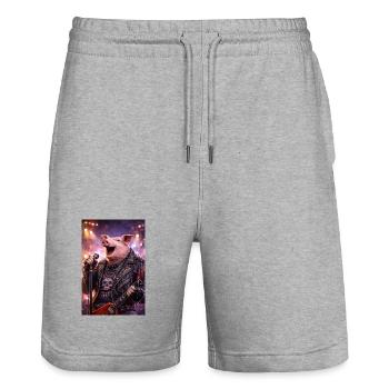 RockyZoo45 - Stanley/Stella Trainer Unisex Organic Jogging Shorts - heather grey - Front - Nik (191cm) & Marisol (170cm)
