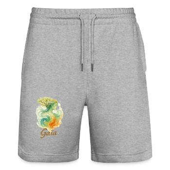Gaïa - Mère Nature - Arbre de Vie - Short de jogging bio TRAINER Stanley/Stella unisexe - gris chiné - Devant - Nik (191cm) & Marisol (170cm)