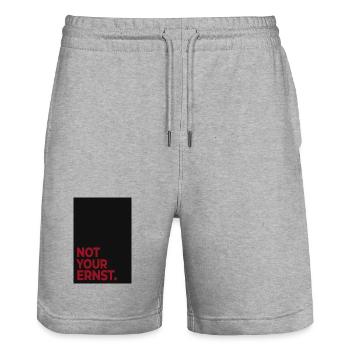 Not Your Ernst – Dark Red Statement Poster - Stanley/Stella Trainer Unisex Organic Jogging Shorts - heather grey - Front - Nik (191cm) & Marisol (170cm)