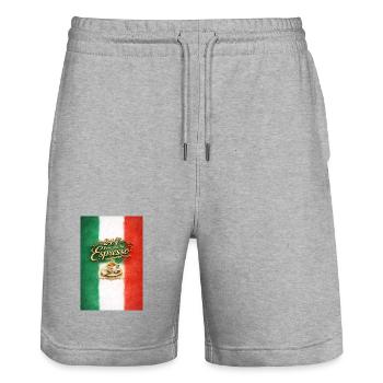 24/7 Espresso Kraft Italiens Flagge - Stanley/Stella Unisex Bio Joggingshorts Trainer  - Grau meliert - Vorne - Nik (191cm) & Marisol (170cm)