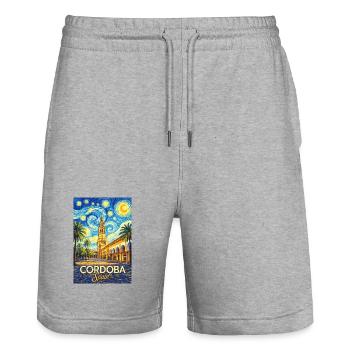 Cordoba Spain - Stanley/Stella Trainer Unisex Organic Jogging Shorts - heather grey - Front - Nik (191cm) & Marisol (170cm)