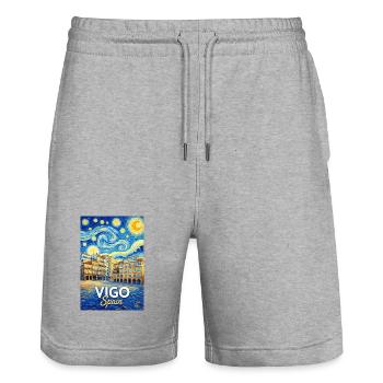 Vigo Spain - Stanley/Stella Unisex Bio Joggingshorts Trainer  - Grau meliert - Vorne - Nik (191cm) & Marisol (170cm)