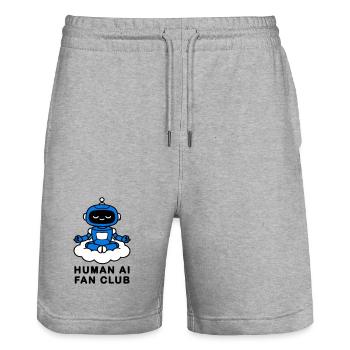 Human AI Fan Club - Stanley/Stella Trainer Unisex Organic Jogging Shorts - heather grey - Front - Nik (191cm) & Marisol (170cm)