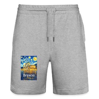 Brescia, Italy. - Stanley/Stella Trainer Unisex Organic Jogging Shorts - heather grey - Front - Nik (191cm) & Marisol (170cm)