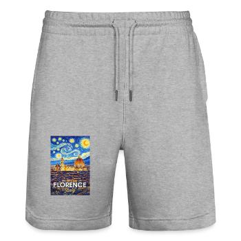 Florence, Italie. - Short de jogging bio TRAINER Stanley/Stella unisexe - gris chiné - Devant - Nik (191cm) & Marisol (170cm)