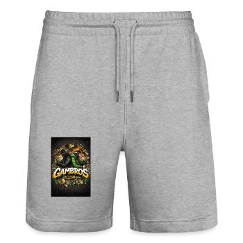 Gambros urban design. - Stanley/Stella Trainer Unisex Organic Jogging Shorts - heather grey - Front - Nik (191cm) & Marisol (170cm)