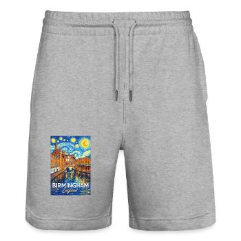 Birmingham, England - Stanley/Stella Trainer Unisex Organic Jogging Shorts - heather grey - Front - Nik (191cm) & Marisol (170cm)