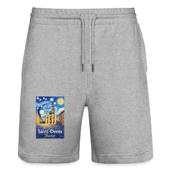 Saint-Denis, France - Stanley/Stella Trainer Unisex Organic Jogging Shorts - heather grey - Front - Nik (191cm) & Marisol (170cm)