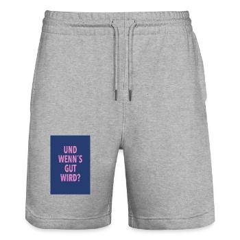 And if it turns out well? - Stanley/Stella Trainer Unisex Organic Jogging Shorts - heather grey - Front - Nik (191cm) & Marisol (170cm)