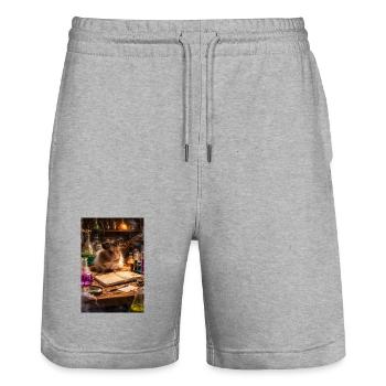 Chico 11: Steampunk Alchemist - Stanley/Stella Trainer Unisex Organic Jogging Shorts - heather grey - Front - Nik (191cm) & Marisol (170cm)