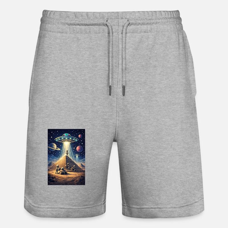 Alien Pyramid UFO - Stanley/Stella Unisex Bio Joggingshorts Trainer  - Grau meliert