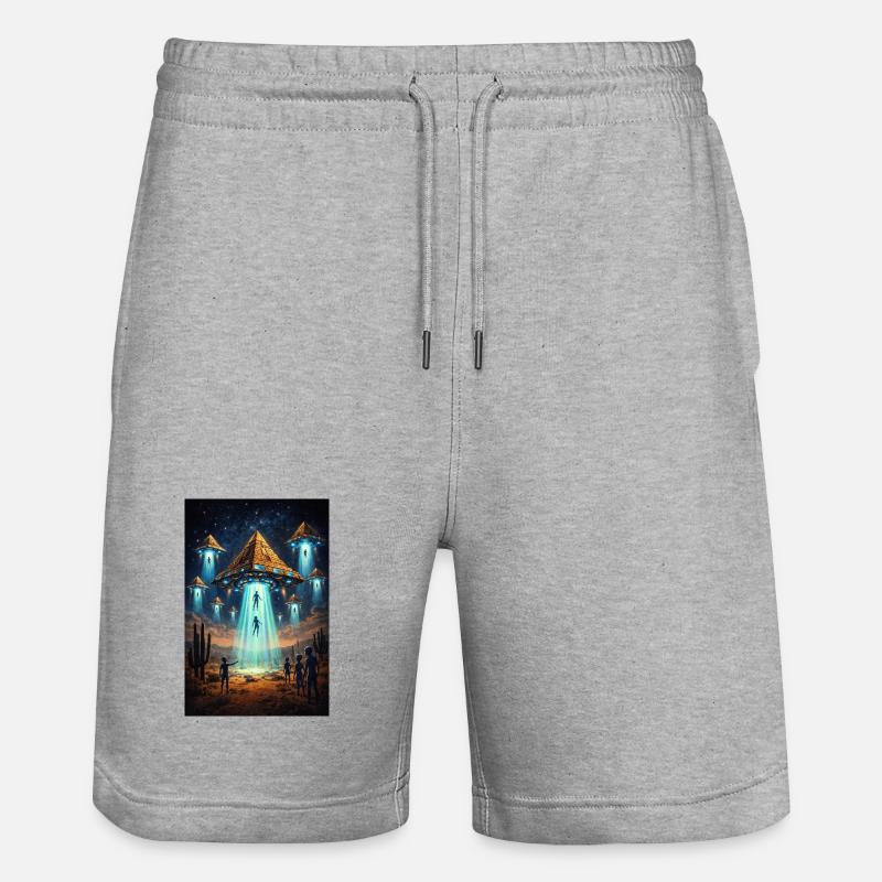 Alien UFO Pyramid Rocket - Stanley/Stella Unisex Bio Joggingshorts Trainer  - Grau meliert