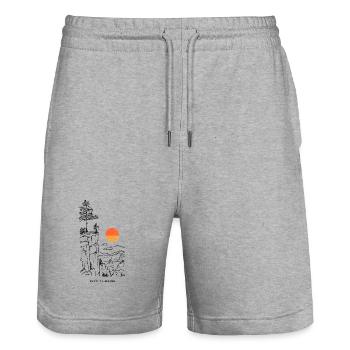 Sunset Slice - Stanley/Stella Trainer Unisex Organic Jogging Shorts - heather grey - Front - Nik (191cm) & Marisol (170cm)