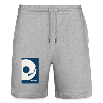 Spin Me – Retro Vinyl Plattenspieler Poster - Stanley/Stella Unisex Bio Joggingshorts Trainer  - Grau meliert - Vorne - Nik (191cm) & Marisol (170cm)